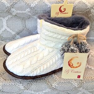 PJ Couture Cable Knit Slipper Booties -Sz. L (9-10)